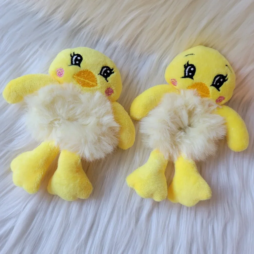 Set of 2 Plush Duck Scrunchies